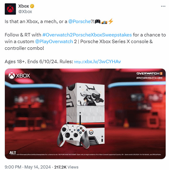 經典黑白配!微軟抽《守望2》×保時捷連動XSX主機 經典黑白配!微軟抽《守望2》×保時捷連動XSX主機