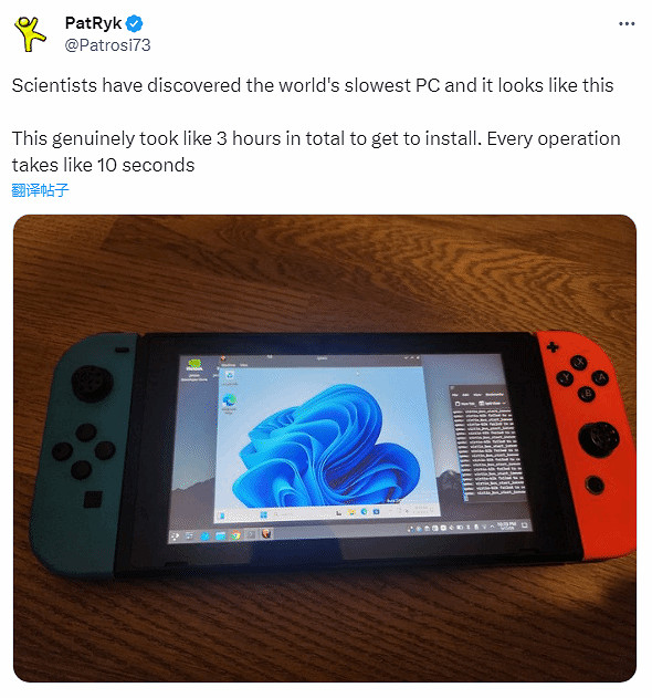 NS耗時3小時成功安裝Win 11：操作一次卡頓10秒