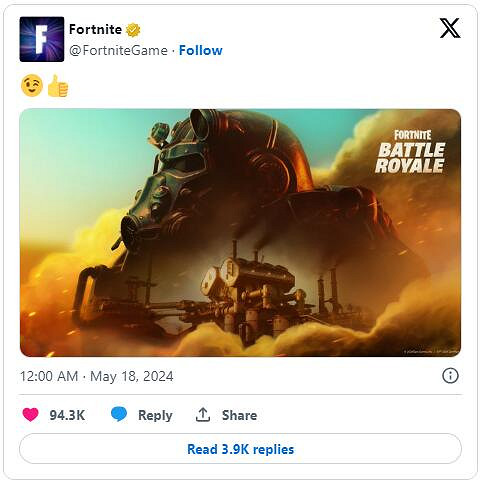 《堡壘之夜》今日官宣將與《輻射》開啟連動活動！