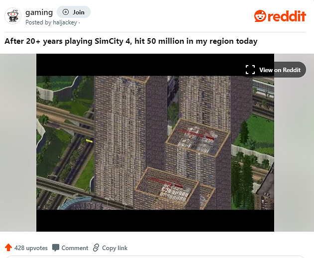 《模擬城市4》見證玩家20年毅力 建成5000萬人口大都市