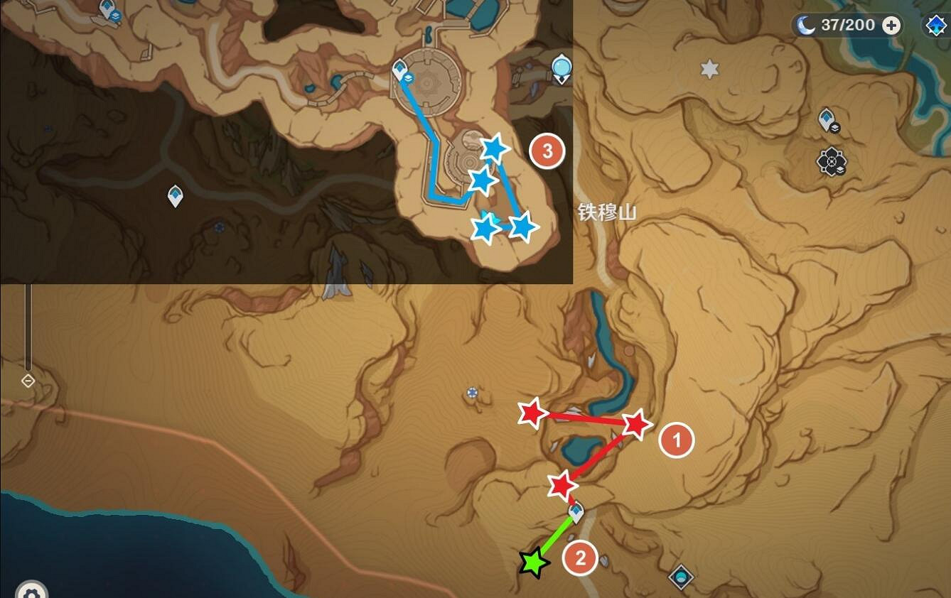 《原神》4.7萬相石荒石蒼漠南採集路線推薦 《原神》4.7萬相石荒石蒼漠南採集路線推薦
