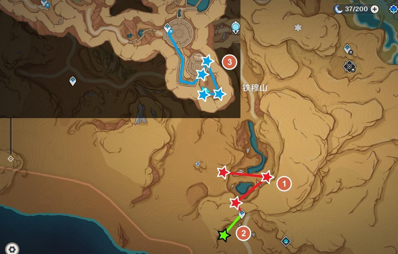 《原神》4.7萬相石荒石蒼漠南採集路線推薦 《原神》4.7萬相石荒石蒼漠南採集路線推薦