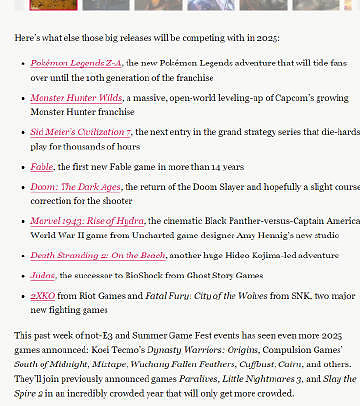 期待2025！預計明年會上架各大平台的大型遊戲被曝光