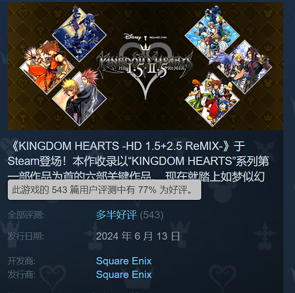 《王國之心HD1.5+2.5重製合集》登頂Steam全球暢銷榜! 《王國之心HD1.5+2.5重製合集》登頂Steam全球暢銷榜!