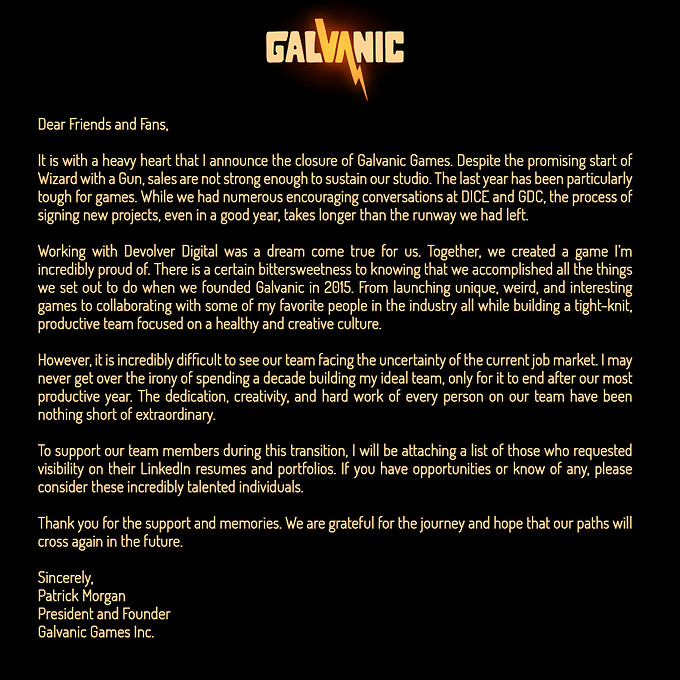 《荒野槍巫》廠商Galvanic Games破產 銷售未能持續發力