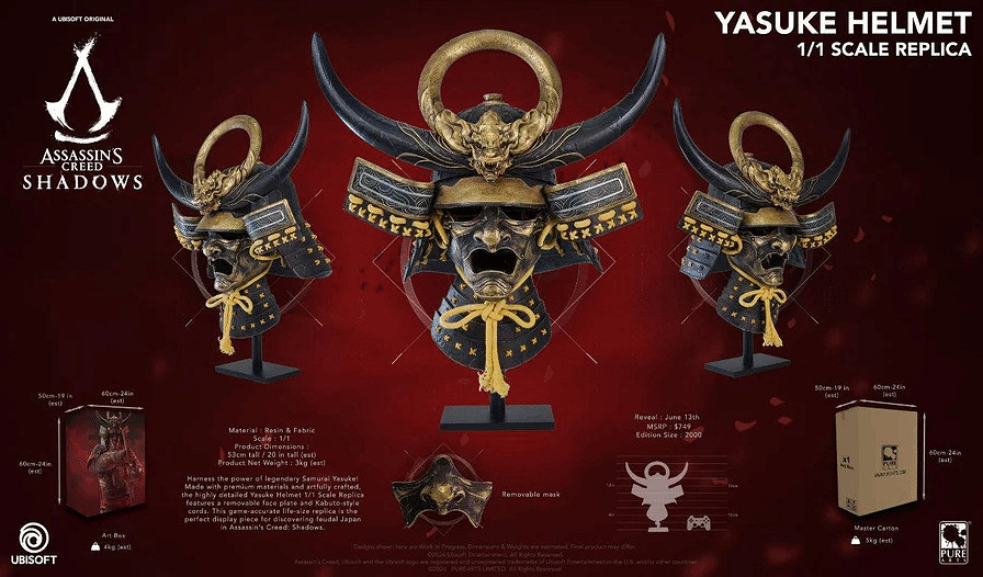 《刺客教條:影》彌助1:1頭盔 限量2,000套賣5434元 《刺客教條:影》彌助1:1頭盔 限量2,000套賣5434元