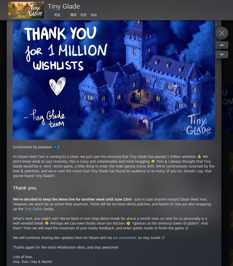 治愈系沙盒建造遊戲《林間小世界》推出Steam新品節試玩Demo 願望單已達1百萬 治愈系沙盒建造遊戲《林間小世界》推出Steam新品節試玩Demo 願望單已達1百萬