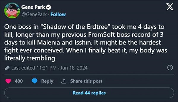 《黃金樹幽影》有超過65小時的可玩內容 是主體一半多 《黃金樹幽影》有超過65小時的可玩內容 是主體一半多