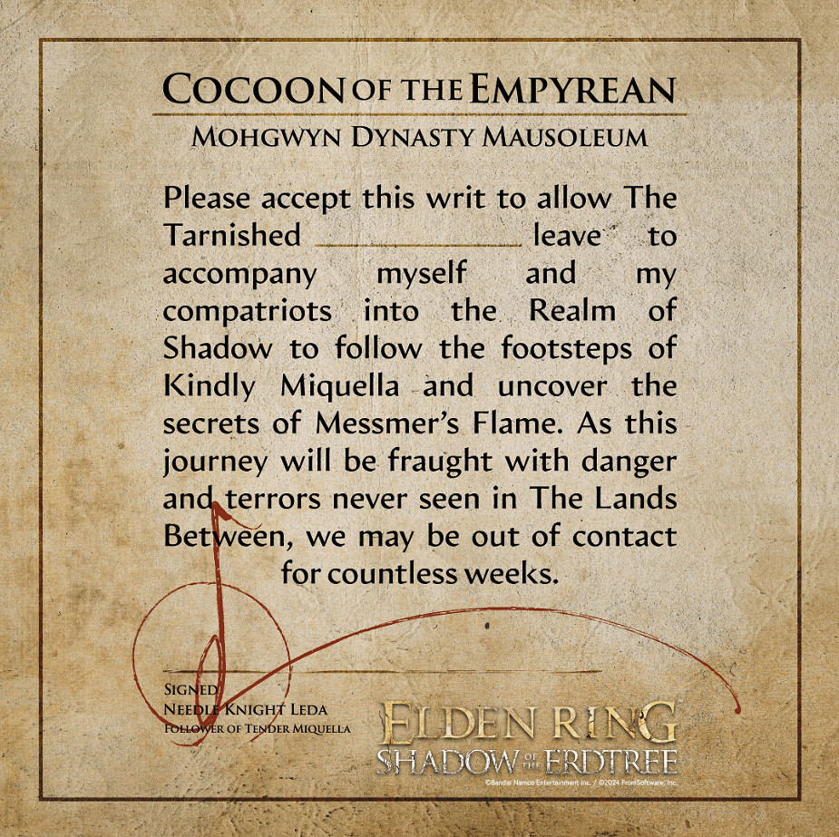 理由都幫你找好了!《艾爾登法環》官方分享DLC請假條模板 理由都幫你找好了!《艾爾登法環》官方分享DLC請假條模板