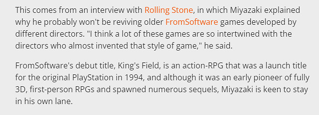 宮崎英高:FS社老IP不會復活 更想製作一款傳統JRPG 宮崎英高:FS社老IP不會復活 更想製作一款傳統JRPG