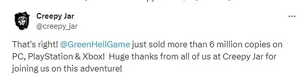 生存動作遊戲《綠色地獄》總銷量已突破600萬份！