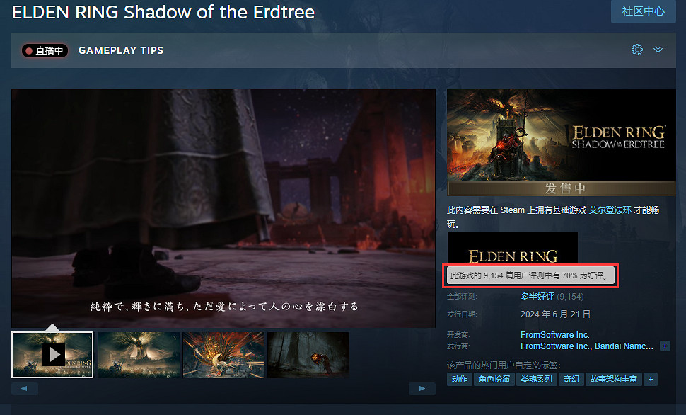 《艾爾登法環》“黃金樹之影”玩家:數值就是一坨 《艾爾登法環》“黃金樹之影”玩家:數值就是一坨