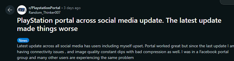 PS掌機3.0.0版本更新疑似導致斷連、畫質下降等問題