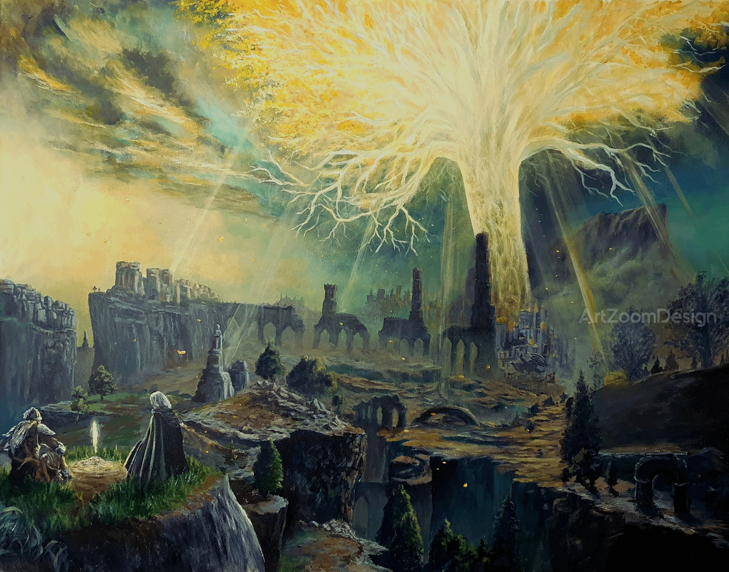 畫面超美！粉絲創作《艾爾登法環》DLC超大油畫作品