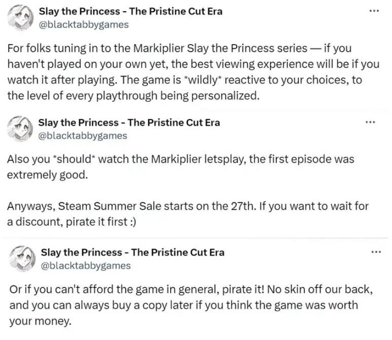 《殺死公主》開發者再次鼓勵玩家購買其盜版的遊戲