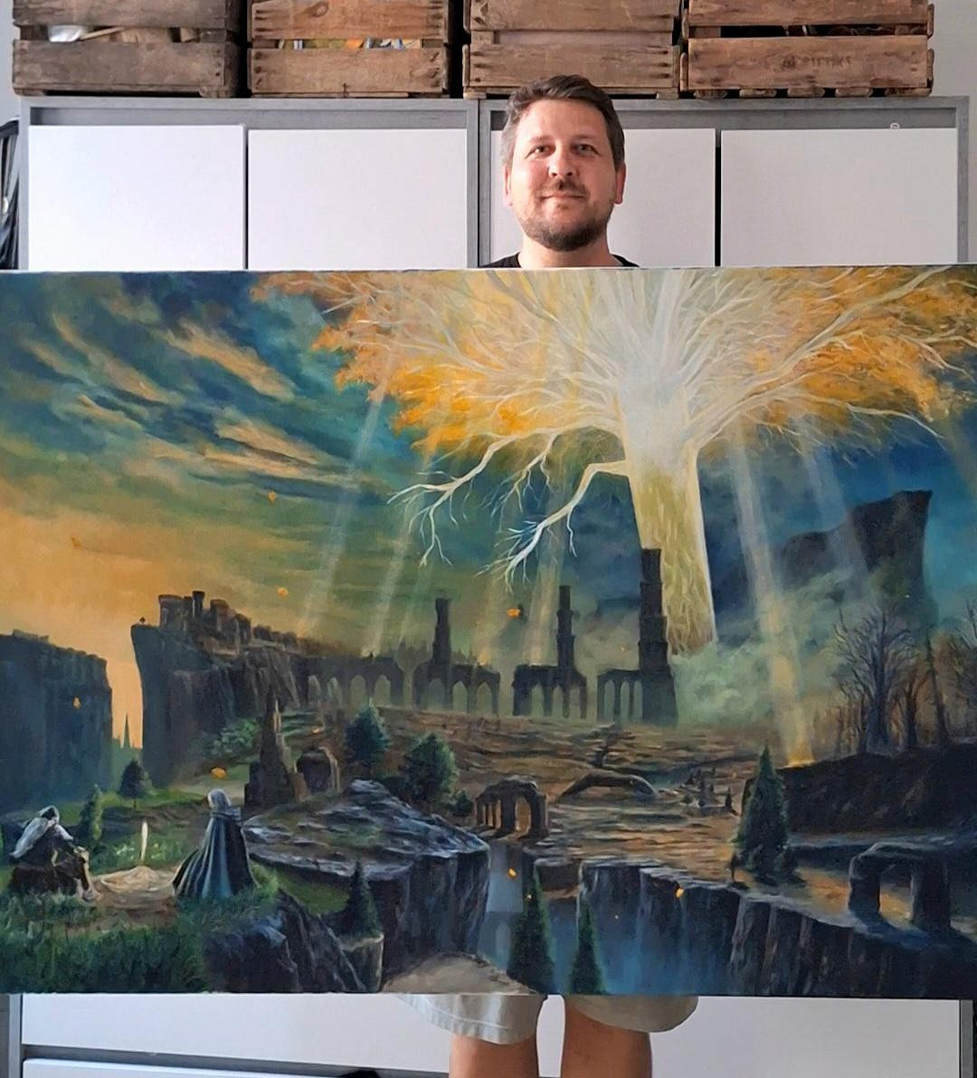 畫面超美！粉絲創作《艾爾登法環》DLC超大油畫作品