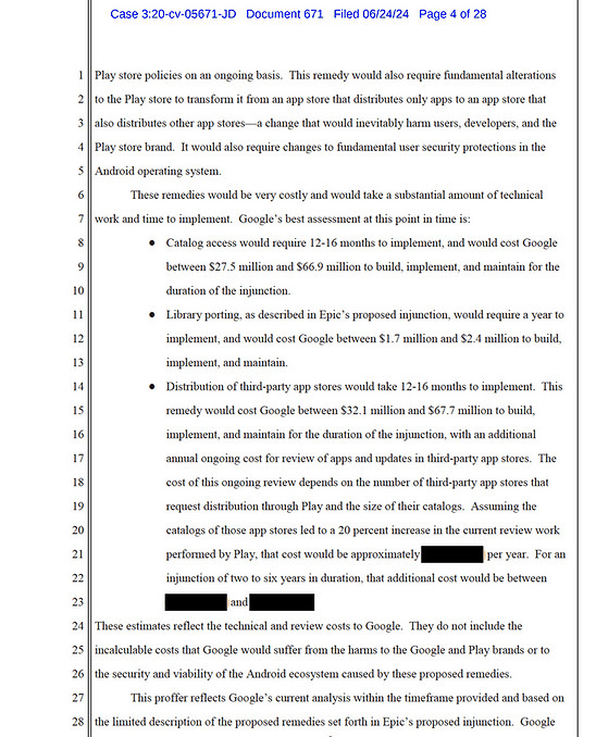 谷歌稱向Epic開放第三方商店要收取費用超6000萬美金