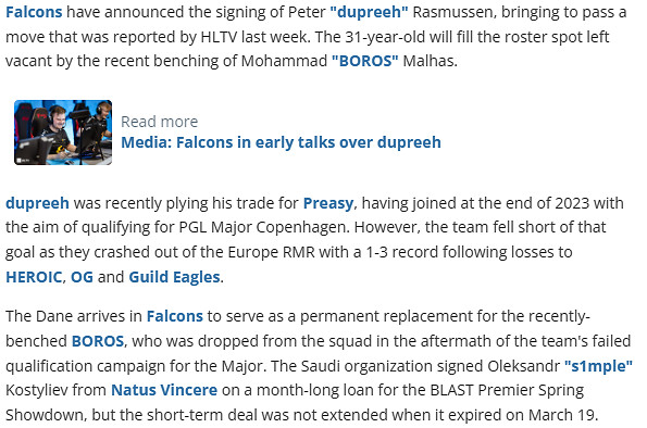 《csgo》dupreeh官宣加入Falcons消息介紹 《csgo》dupreeh官宣加入Falcons消息介紹
