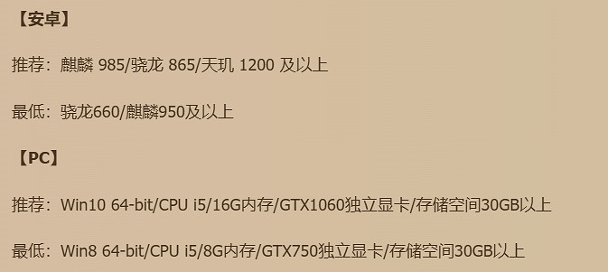 《塔瑞斯世界》配置介紹 《塔瑞斯世界》配置介紹