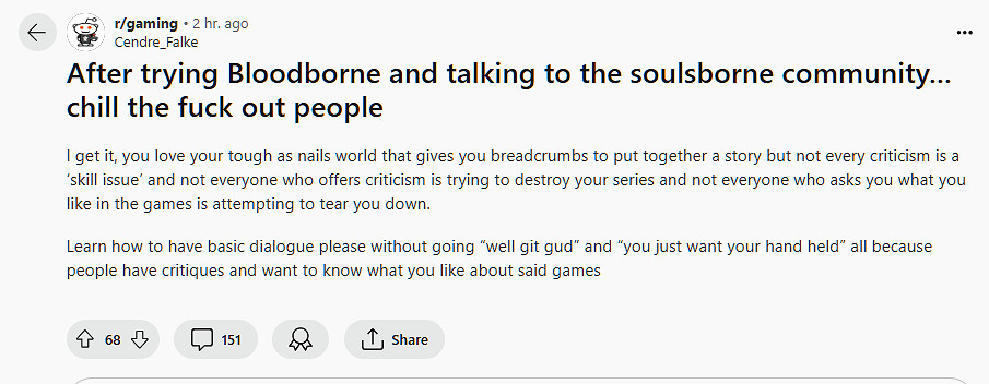 國外網友吐槽“魂”系列極端粉絲 我只是說它兩句,並不是想它死! 國外網友吐槽“魂”系列極端粉絲 我只是說它兩句,並不是想它死!