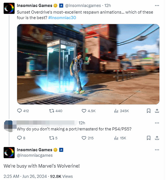 Insomniac回應粉絲為什麽不做《落日超馳》PS版本 Insomniac回應粉絲為什麽不做《落日超馳》PS版本