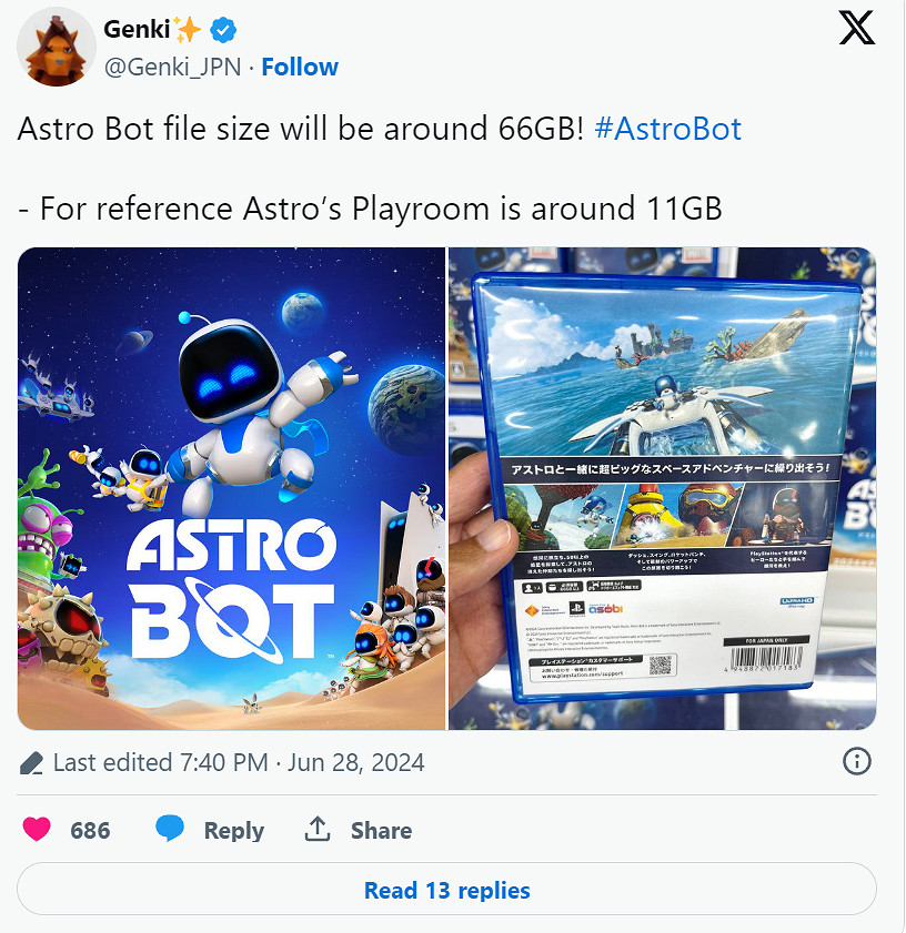 傳聞：《宇宙機器人》容量大小約66G