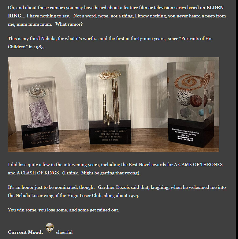 喬治·R·R·馬丁暗示《艾爾登法環》推出影視改編作品 喬治·R·R·馬丁暗示《艾爾登法環》推出影視改編作品