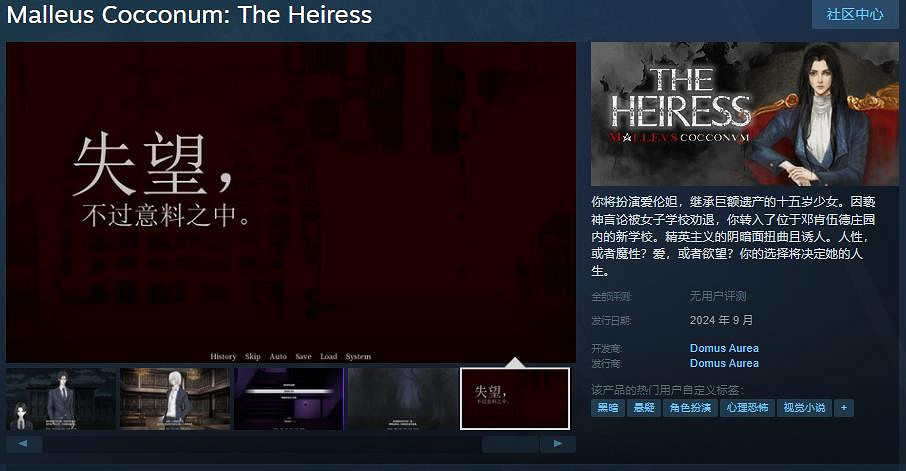 《Malleus Cocconum: The Heiress》Steam頁面 支援中文 《Malleus Cocconum: The Heiress》Steam頁面 支援中文