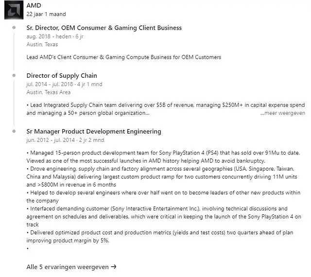AMD高層簡曆顯示:索尼PS4幫助AMD避免了破產的命運 AMD高層簡曆顯示:索尼PS4幫助AMD避免了破產的命運