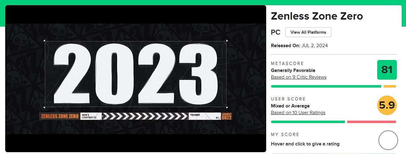 《絕區零》M站媒體均分81 獲IGN 8分GS 7分評價 《絕區零》M站媒體均分81 獲IGN 8分GS 7分評價