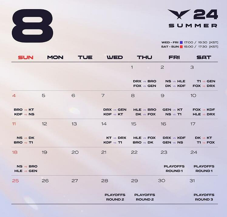 《英雄聯盟》2024lck夏季賽季後賽賽程一覽 《英雄聯盟》2024lck夏季賽季後賽賽程一覽