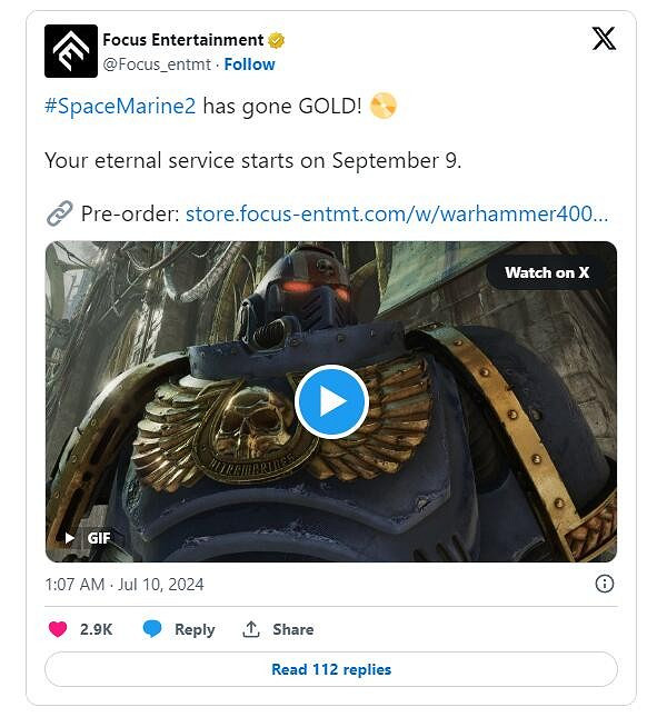 發售日穩了！《戰鎚40K：星際戰士2》已開始送廠壓盤