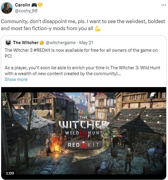 CDPR喊話《巫師3》Mod作者:快弄些最奇怪大膽的Mod出來 CDPR喊話《巫師3》Mod作者:快弄些最奇怪大膽的Mod出來