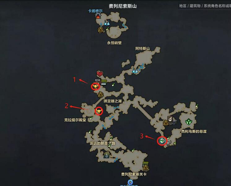 《命運方舟》費列尼索斯山可尼位置一覽