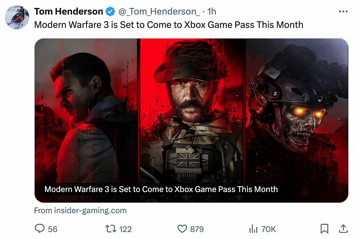 期待一下！曝《COD現代戰爭3》本月下旬將加入 Xbox Game Pass (XGP) 