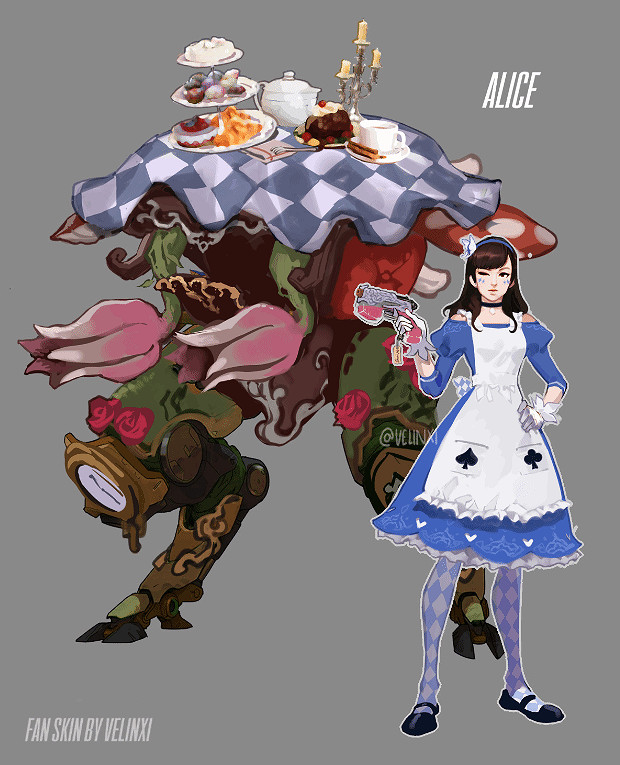 《OW》×《愛麗絲夢遊仙境》同人皮膚 愛麗絲化身DVA