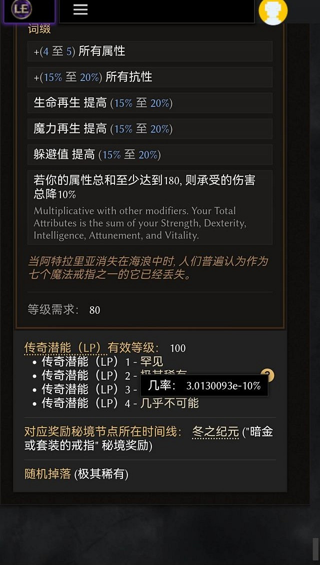 《最後紀元》紅戒指掉落率說明 《最後紀元》紅戒指掉落率說明