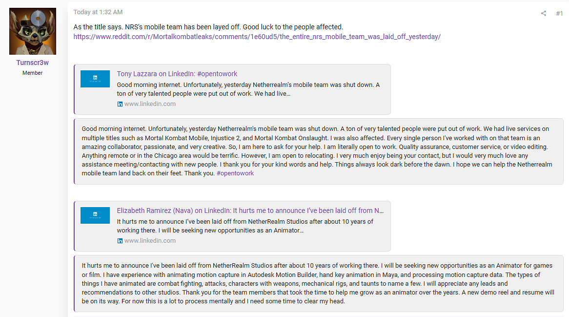 外媒：NetherRealm工作室手遊團隊解散 員工一夜失業