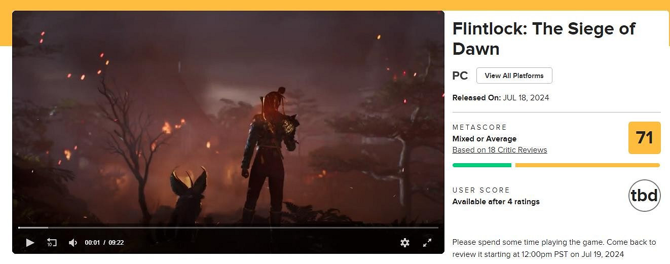 《燧石槍:黎明之圍》M站媒體均分71 GS打出7分中評 《燧石槍:黎明之圍》M站媒體均分71 GS打出7分中評