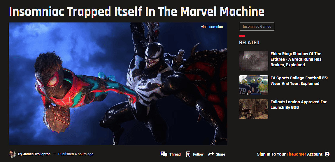 外媒:失眠組已淪為PS漫威遊戲製作機器 讓人痛心! 外媒:失眠組已淪為PS漫威遊戲製作機器 讓人痛心!