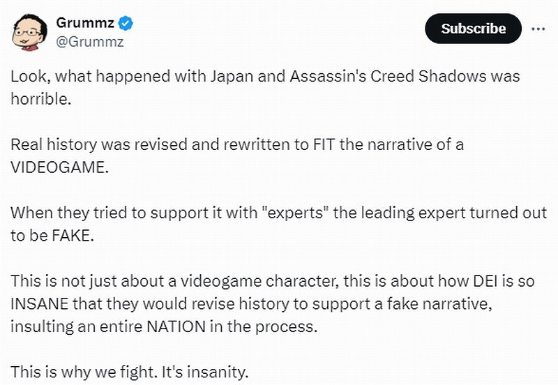 大不敬!前暴雪製作人發文批評《刺客教條:影》侮辱國家