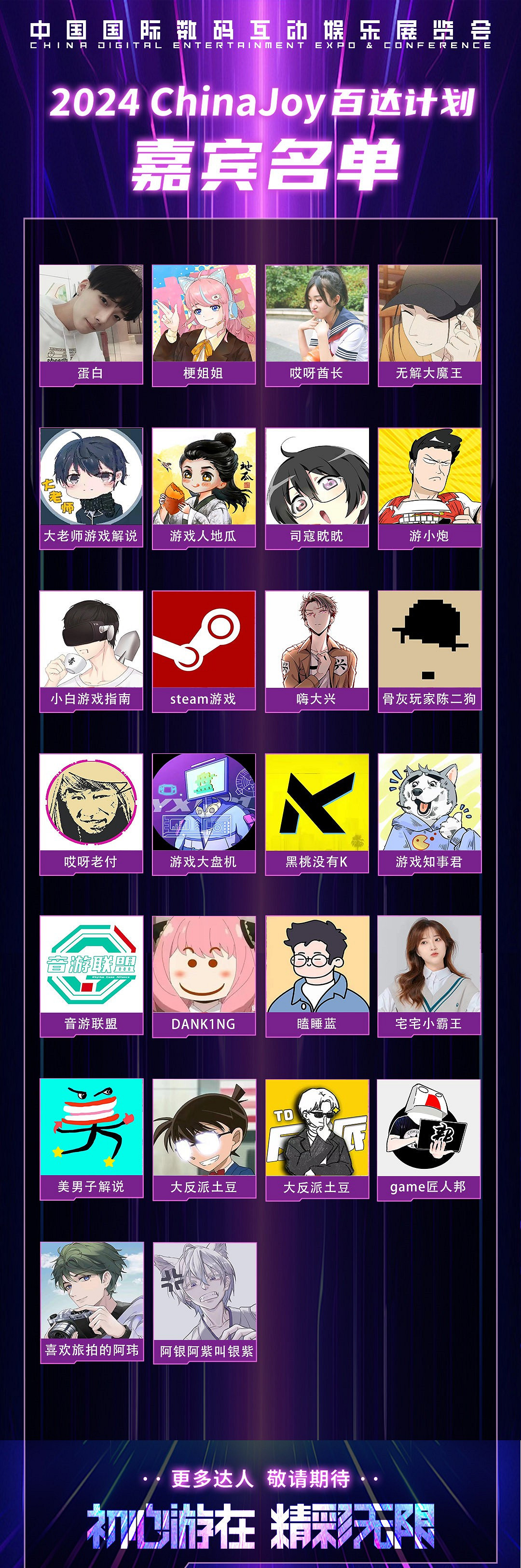 重磅!2024 ChinaJoy 展商展台活動匯總(部分)，ChinaJoy百達計劃KOL名單公布
