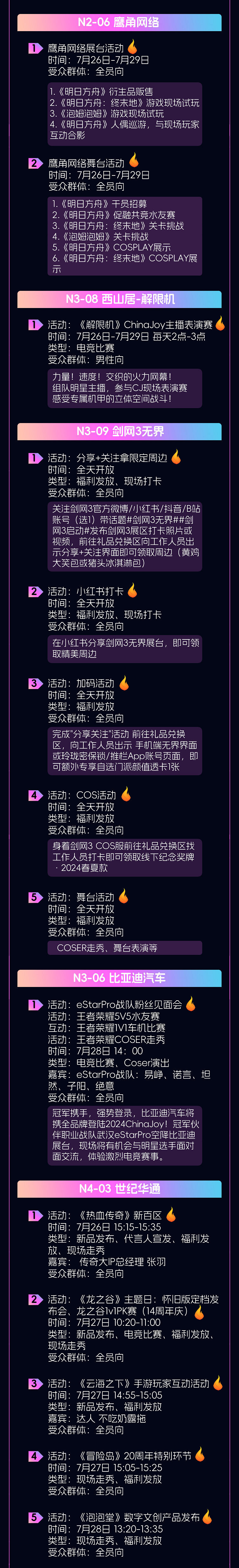 重磅!2024 ChinaJoy 展商展台活動匯總(部分)，ChinaJoy百達計劃KOL名單公布