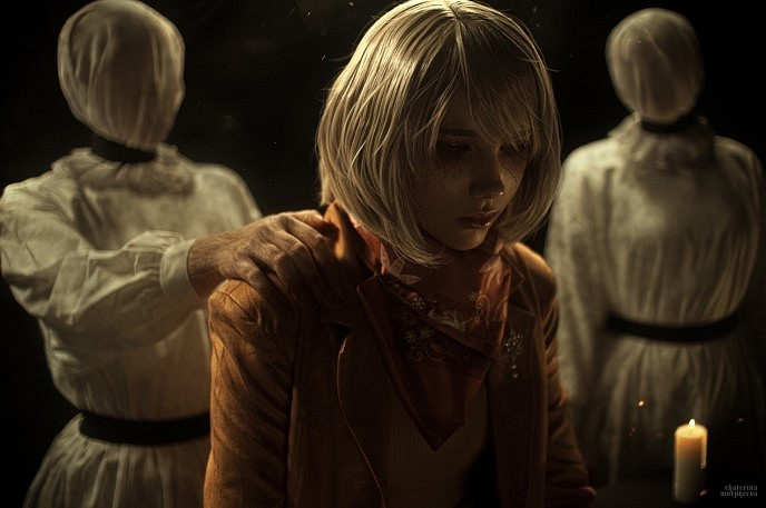 《生化4RE》阿什莉COS 小姐姐被異教徒抓走撕扯按倒