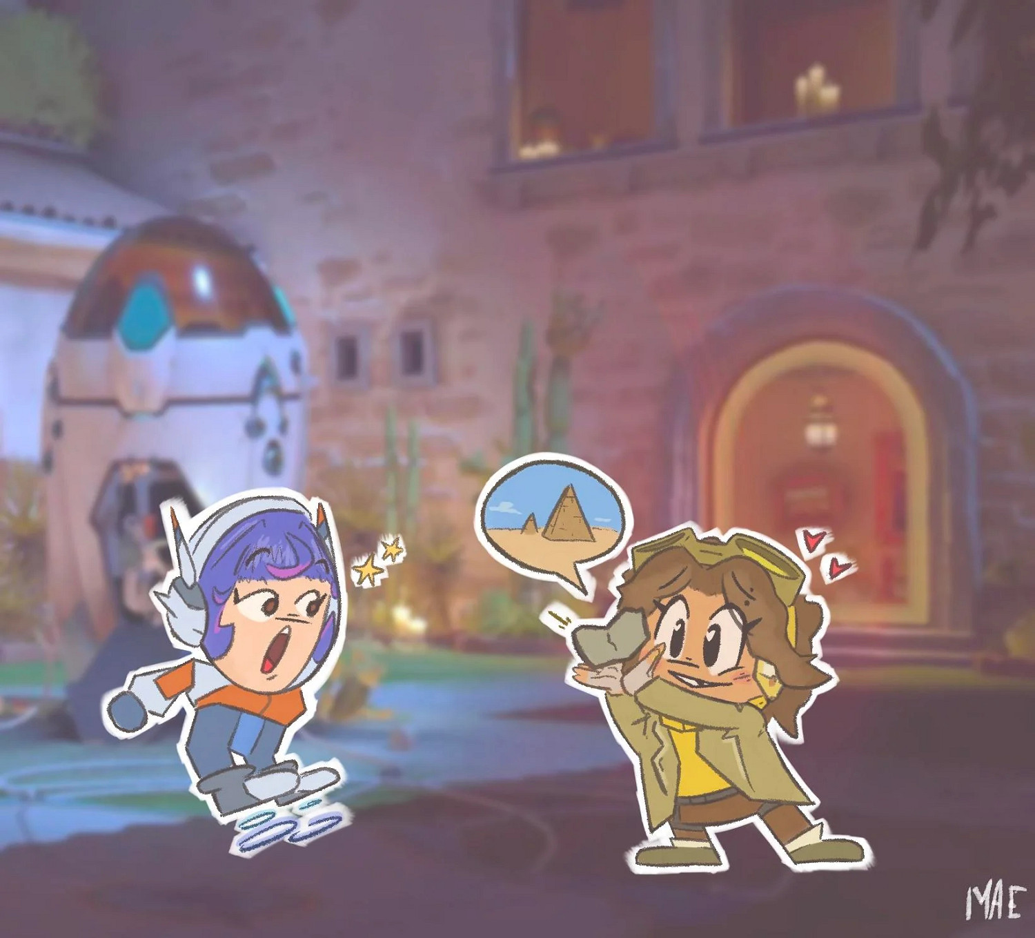 《OW2》粉絲分享同人圖：朱諾和Venture首次見面場景