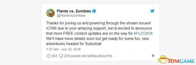 《植物大戰殭屍：花園戰爭2》將有免費內容更新