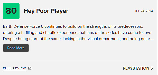 《地球防衛軍6》M站均分73分：缺乏創意 內容重複！