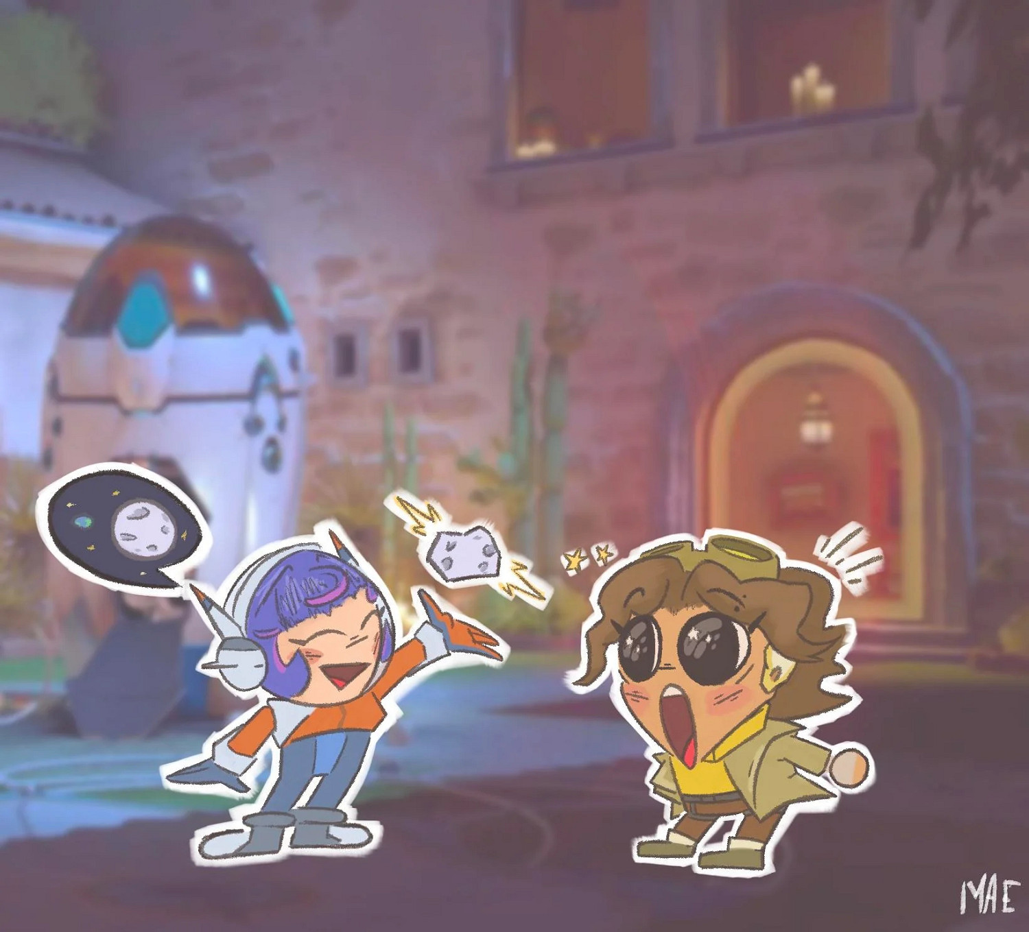 《OW2》粉絲分享同人圖：朱諾和Venture首次見面場景