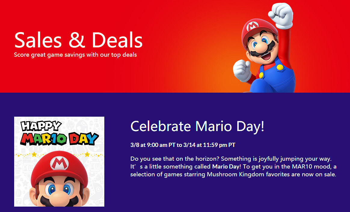 慶賀3.10瑪利歐日!任天堂eShop美服67折特賣開啟 慶賀3.10瑪利歐日!任天堂eShop美服67折特賣開啟