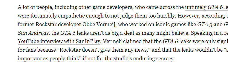 前GTA開發人員稱《GTA6》泄密其實並沒有特別嚴重